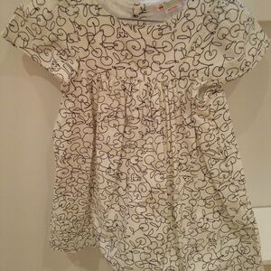 Bonpoint White Dress with Black Swirl Pattern